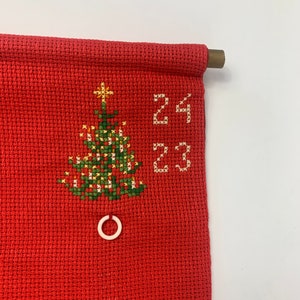 Handmade Swedish Advent Calendar Cross Stitch Christmas Holiday Banner