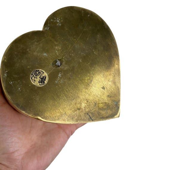 Velvet Lined Solid Brass Heart Shape jewelry trin… - image 6