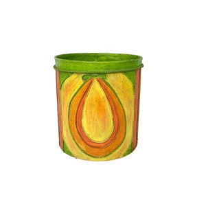Paper Mache 60s Vintage MCM Mod Waste Paper Basket Trash Can Groovy Op Art