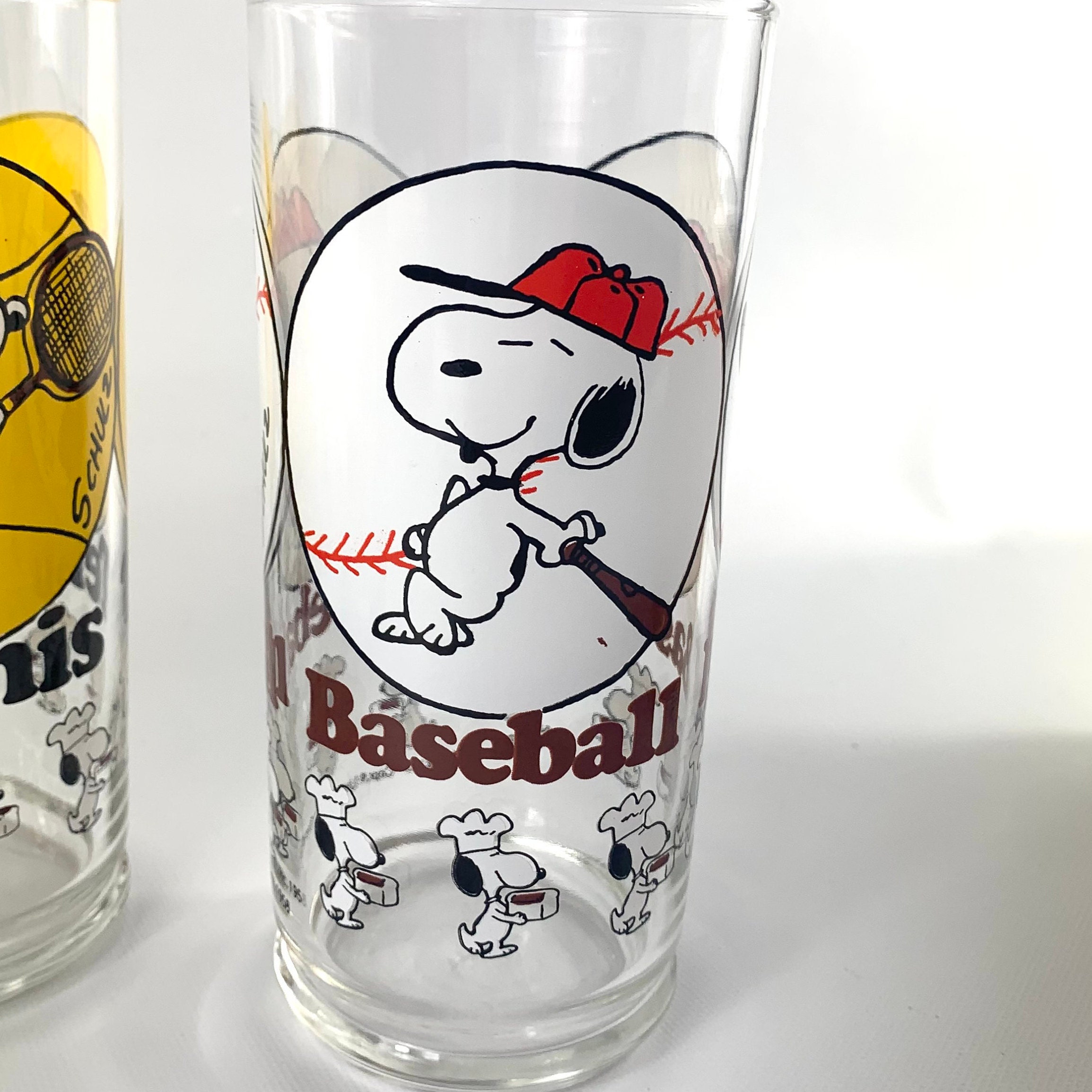 Snoopy sports drinking glasses Your Choice football baseball Etsy