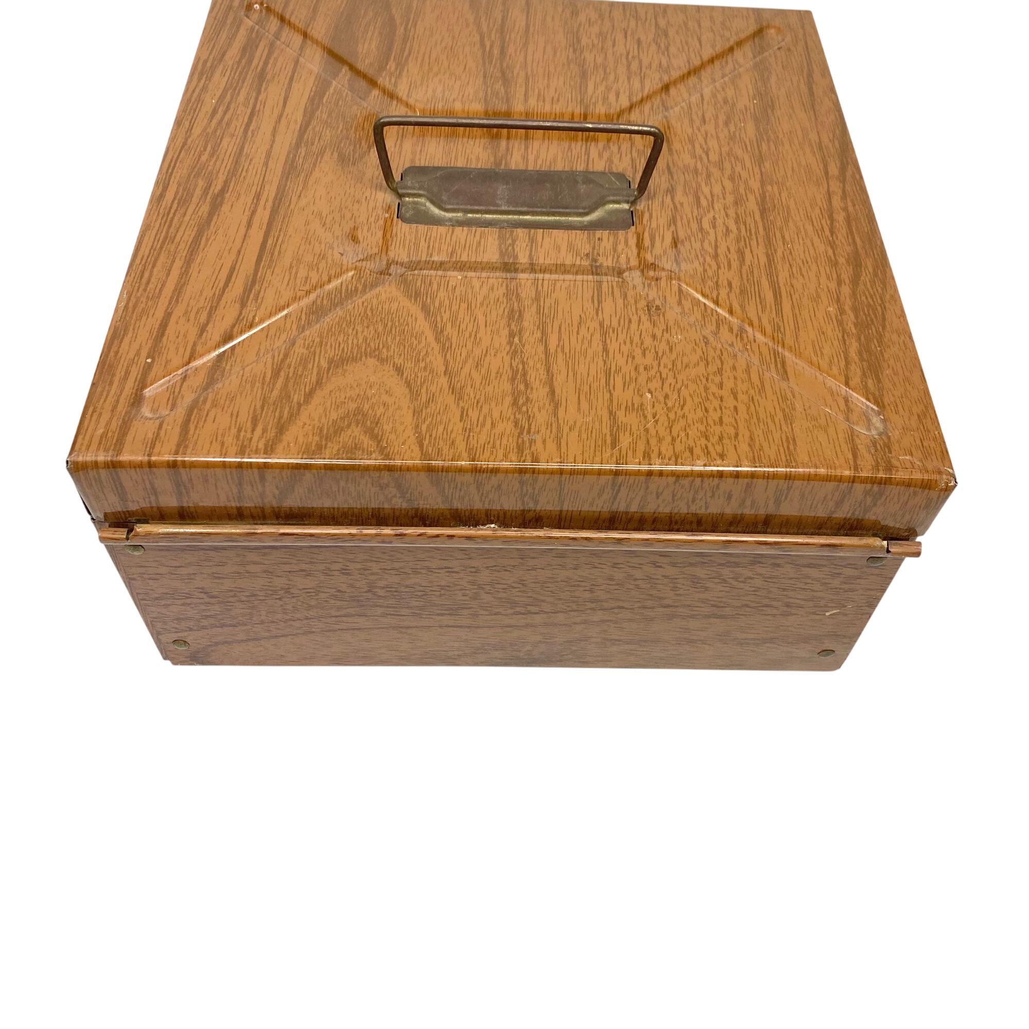 Brown Metal Faux Wood Check File Box Porta-file Storage - Etsy