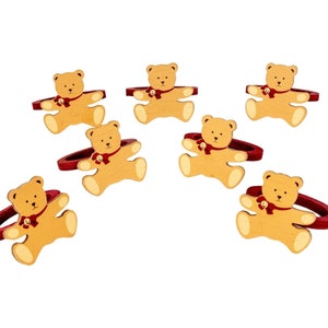 Bemaltes Holz Teddybär Serviettenhalter Set von 7 Urlaub Weihnachten