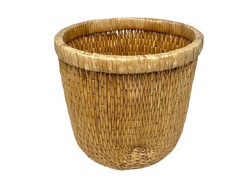 Cesta pequeña de mimbre hecha a mano, cesto para residuos, maceta tejida con junco natural.