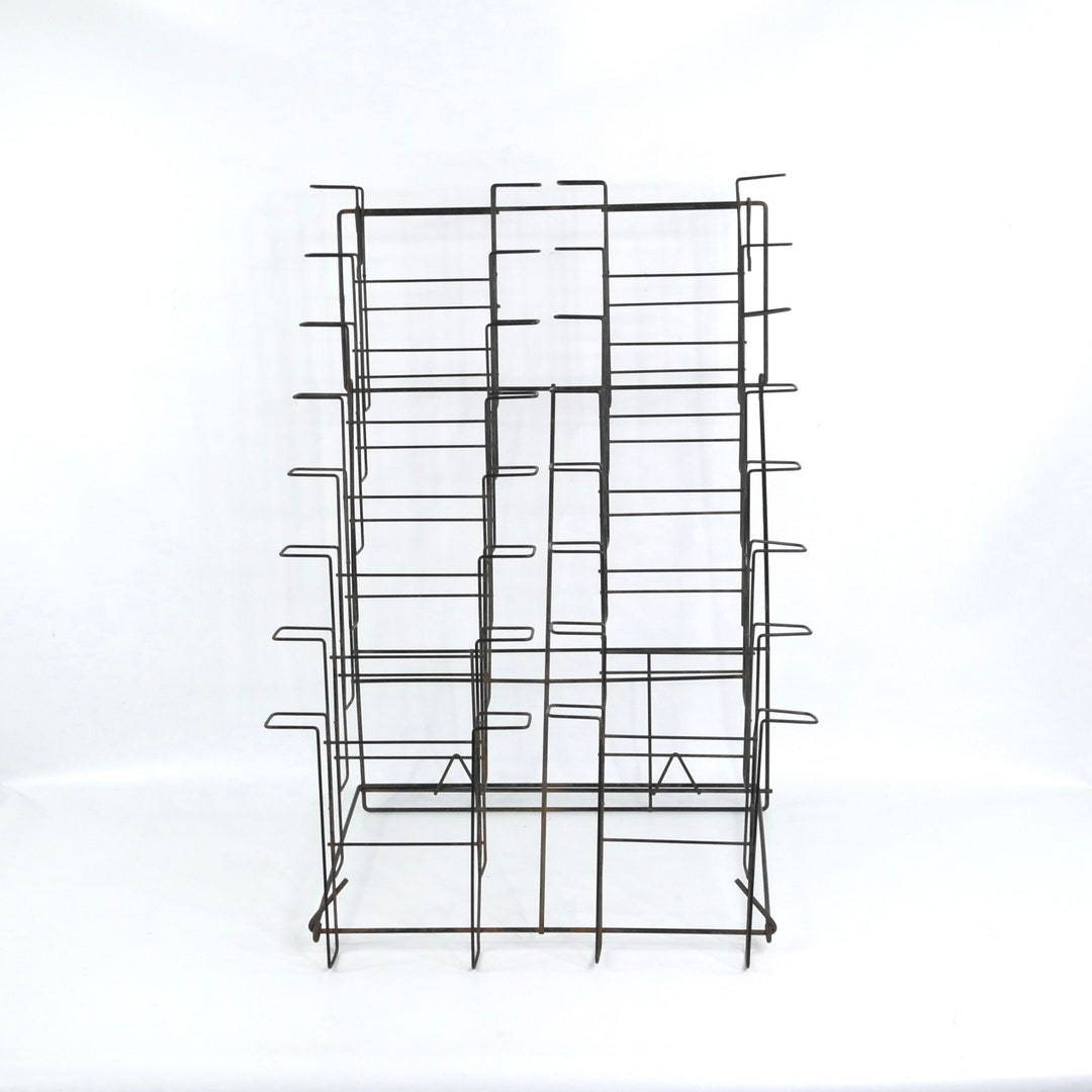 Midcentury Metal Wire Store Display Rack Industrial Book Art Etsy