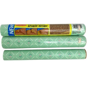 Mint Green Shelf Liner 3 Roll Lot Rubbermaid Vinyl Smooth n Easy NOS