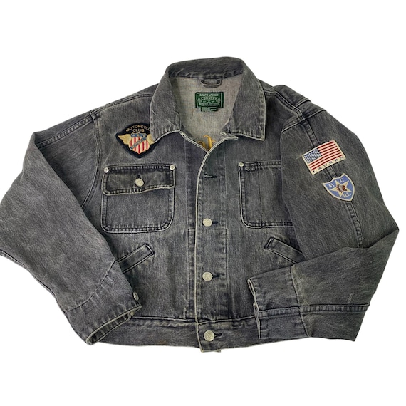 ralph lauren country jacket Ｍ Ralph Lauren Country Riders Motorcycle Denim Jacket M