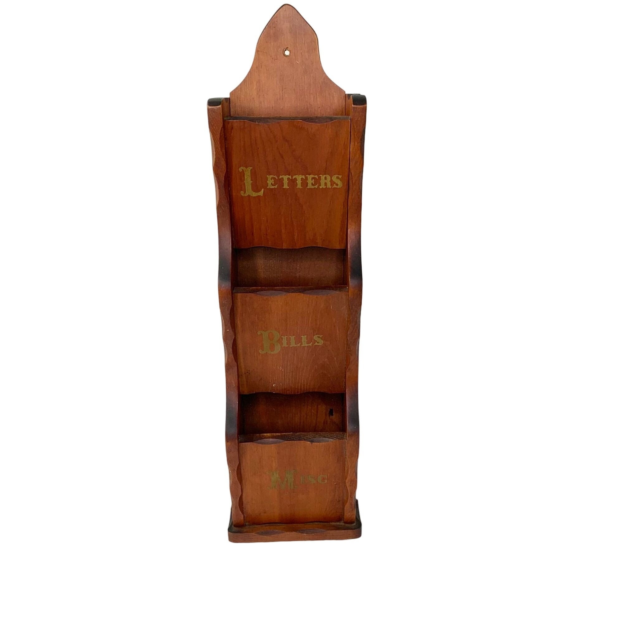 Wood Mail Letters Holder 70s Vintage Wall Mount Kitchen Paper Organizer Etsy