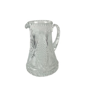 Large American Brilliant Cut Glass Pitcher Heavy Vintage Signed
