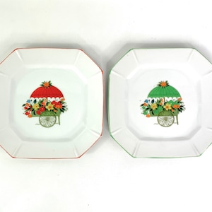 Charmanter Blumenwagen kleiner Deko-Teller achteck 18 cm