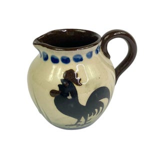 Black Rooster Motto Ware Pottery Cream Pitcher Torquay England Country Kitchen