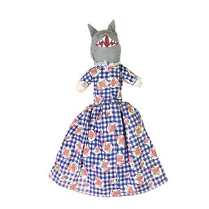 Topsy Turvy Little Red Riding Hood Grandma Wolf Doll Reversible Handmade Cloth