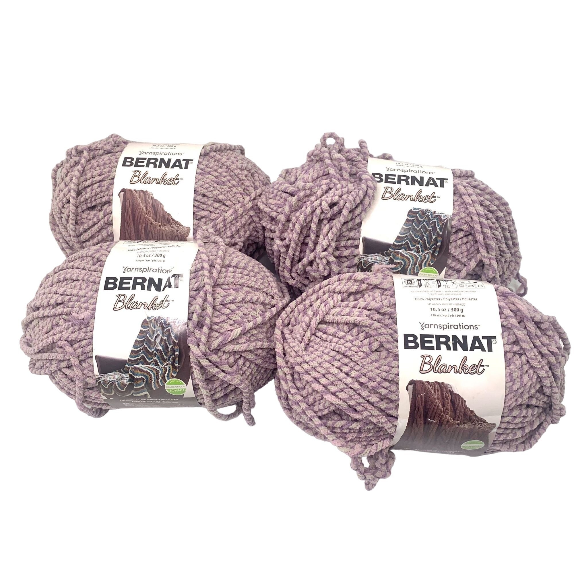 Bernat Blanket 10.5 Yarn Four Skein Lot 10831 Purple Twist Violet Pink 