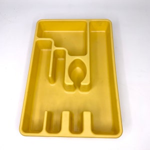 Harvest Gold Rubbermaid silverware tray plastic drawer storage
