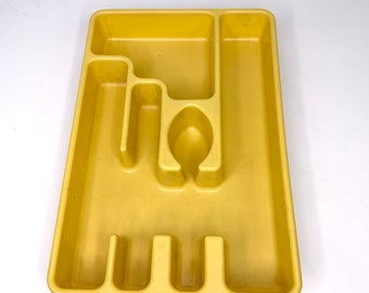 Harvest Gold Rubbermaid silverware tray plastic drawer storage