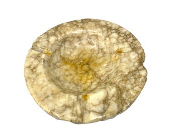 Large Marble Ashtray Vintage Carved Stone ring trinket dish