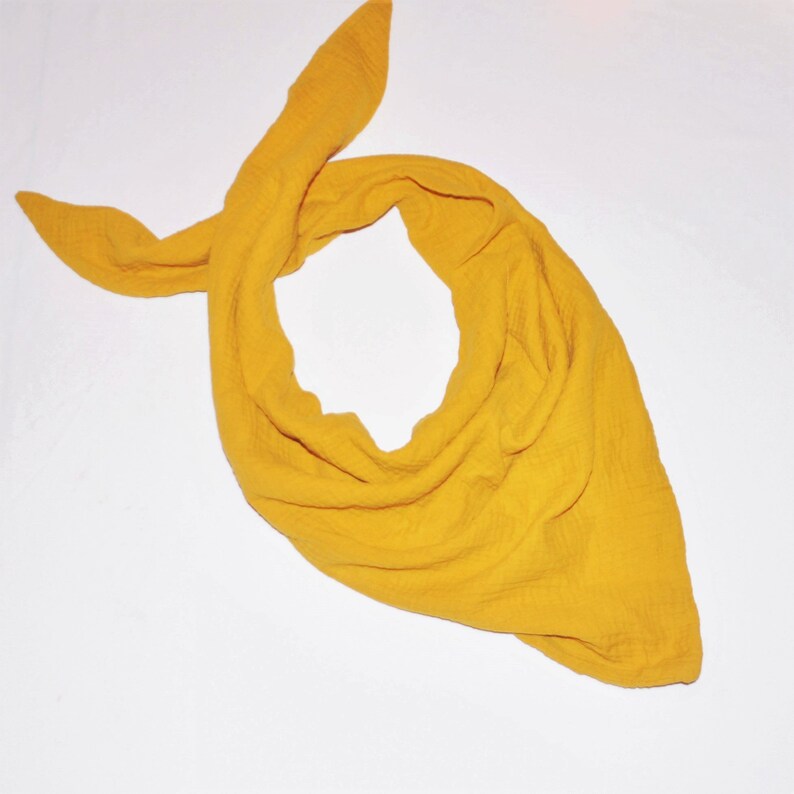 Organic muslin neck scarf double-layered mustard yellow