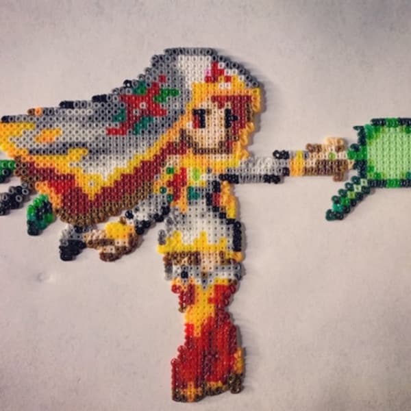 Final Fantasy Brave Exvius Kryla Hand Made Mini Perler Bead Art Piece Figurine!