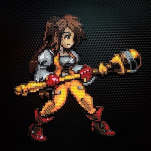 Final Fantasy 9 Hand Crafted 10 x 10 Garnet Fuse Bead Art Piece Figurine - Collectable!