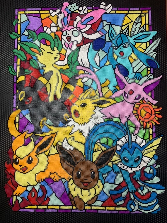 I made a Pokemon stained glass for my mans birthday gift. : r/pokemon