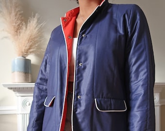 Vintage puffer liner jacket in colour block UK 16 .Vintage Navy liner jacket. 80s blue jacket. Vintage layering jacket.