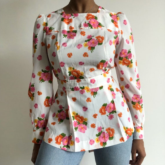 Floral print smock blouse / floral blouse / boho b