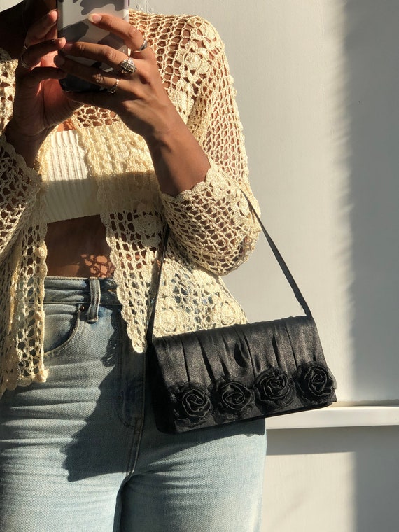 women's flower applique purse