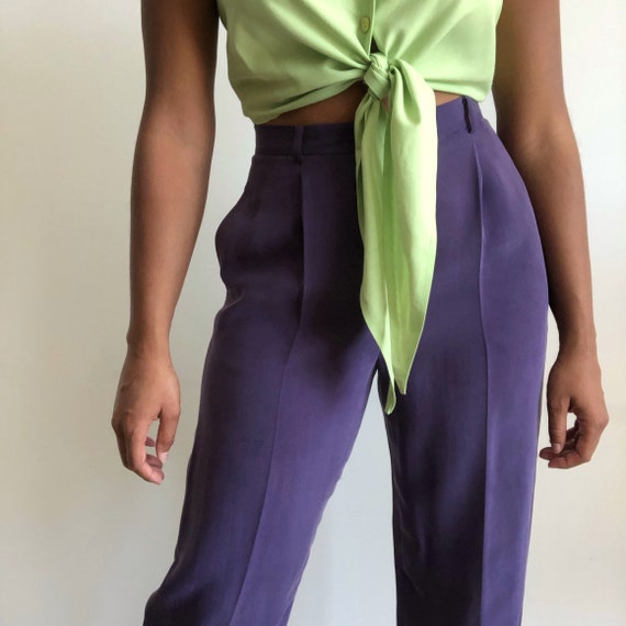 Vintage purple silk trousers, Josephine Chaus trou