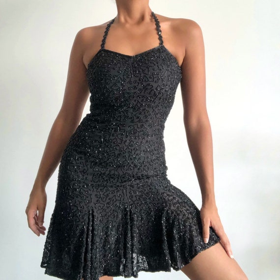 Vintage beaded dress, Vintage embellised dress, Bl