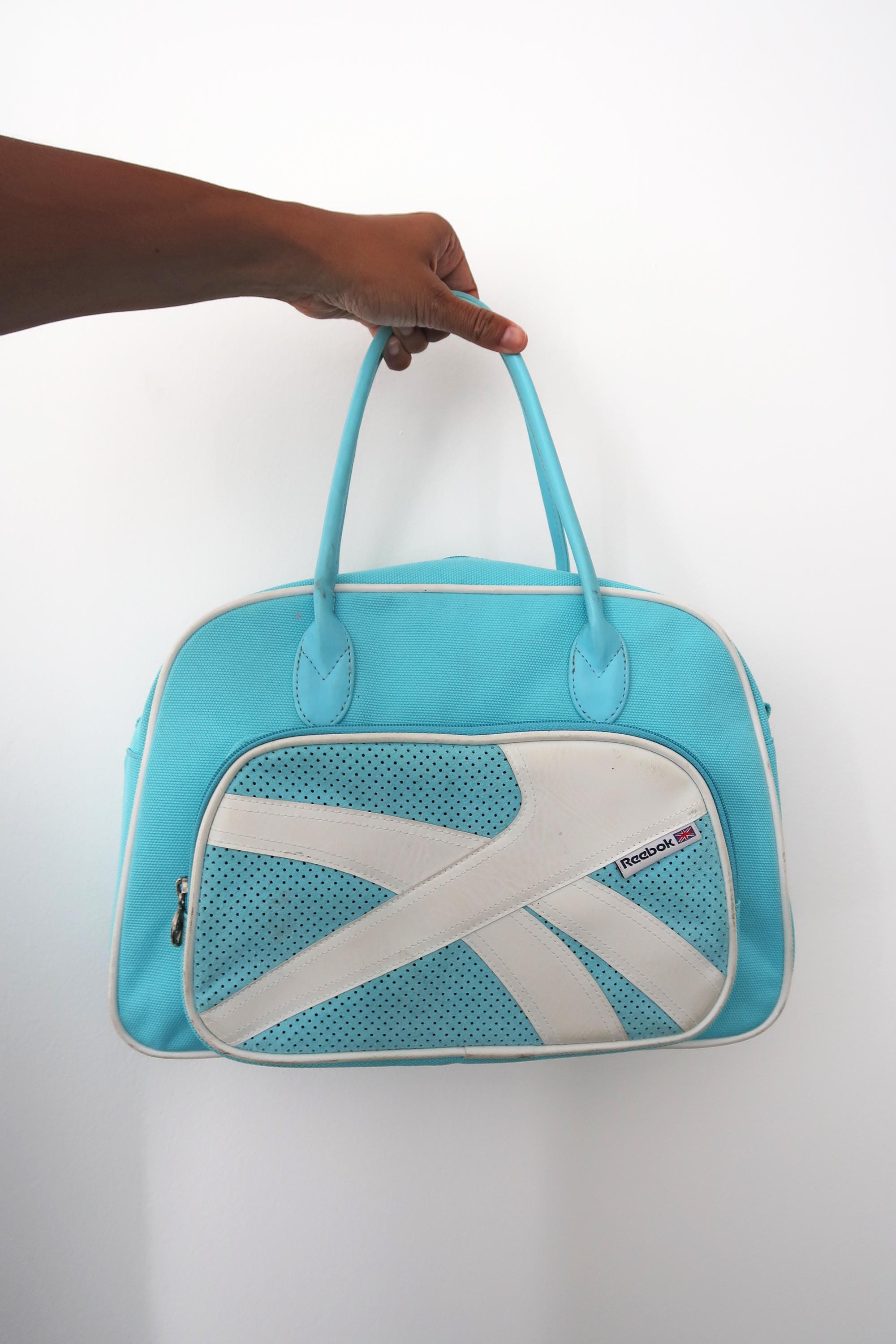 Vintage Y2K Reebok Bowler Bag in Aqua Blue Snug Shoulder or Grab