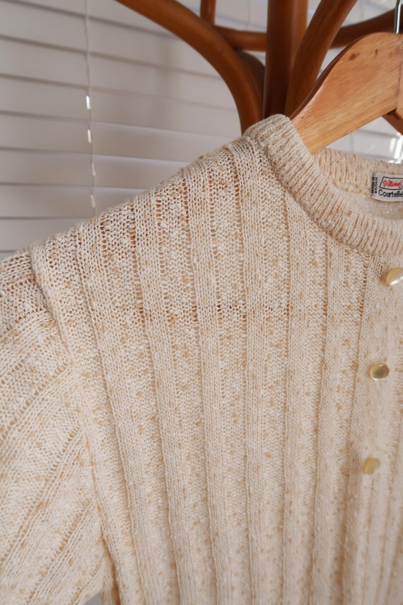 Vintage 70s knit top. Cream and beige lightweight… - image 8