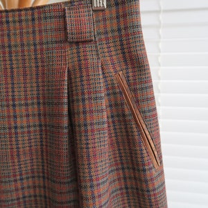 Vintage brown check wool skirt UK 12-14. Vintage 80s St.Michael checked wool skirt. Vintage pencil skirt in check. image 7