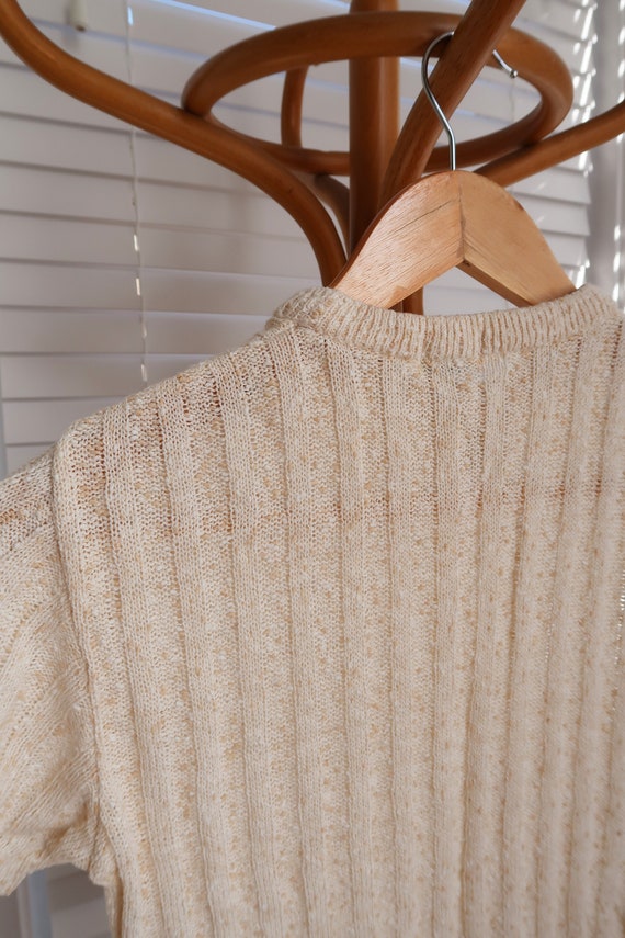 Vintage 70s knit top. Cream and beige lightweight… - image 10