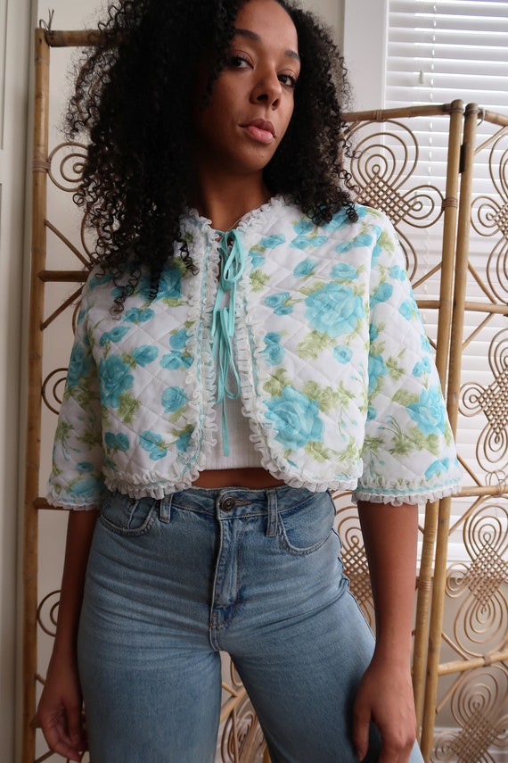 Vintage 60 s Bed Jacket. Vintage Quilted Night Jacket. Vintage
