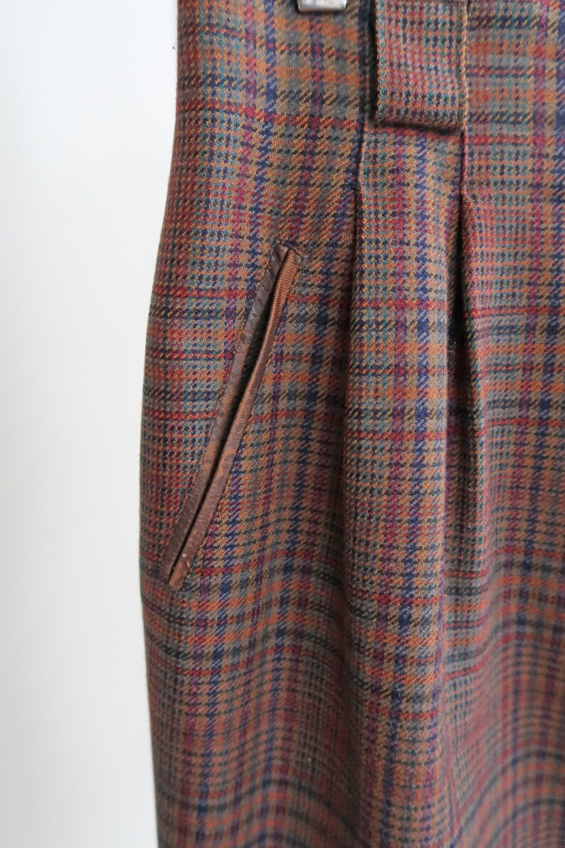 Vintage brown check wool skirt UK 12-14. Vintage 80s St.Michael checked wool skirt. Vintage pencil skirt in check. image 8