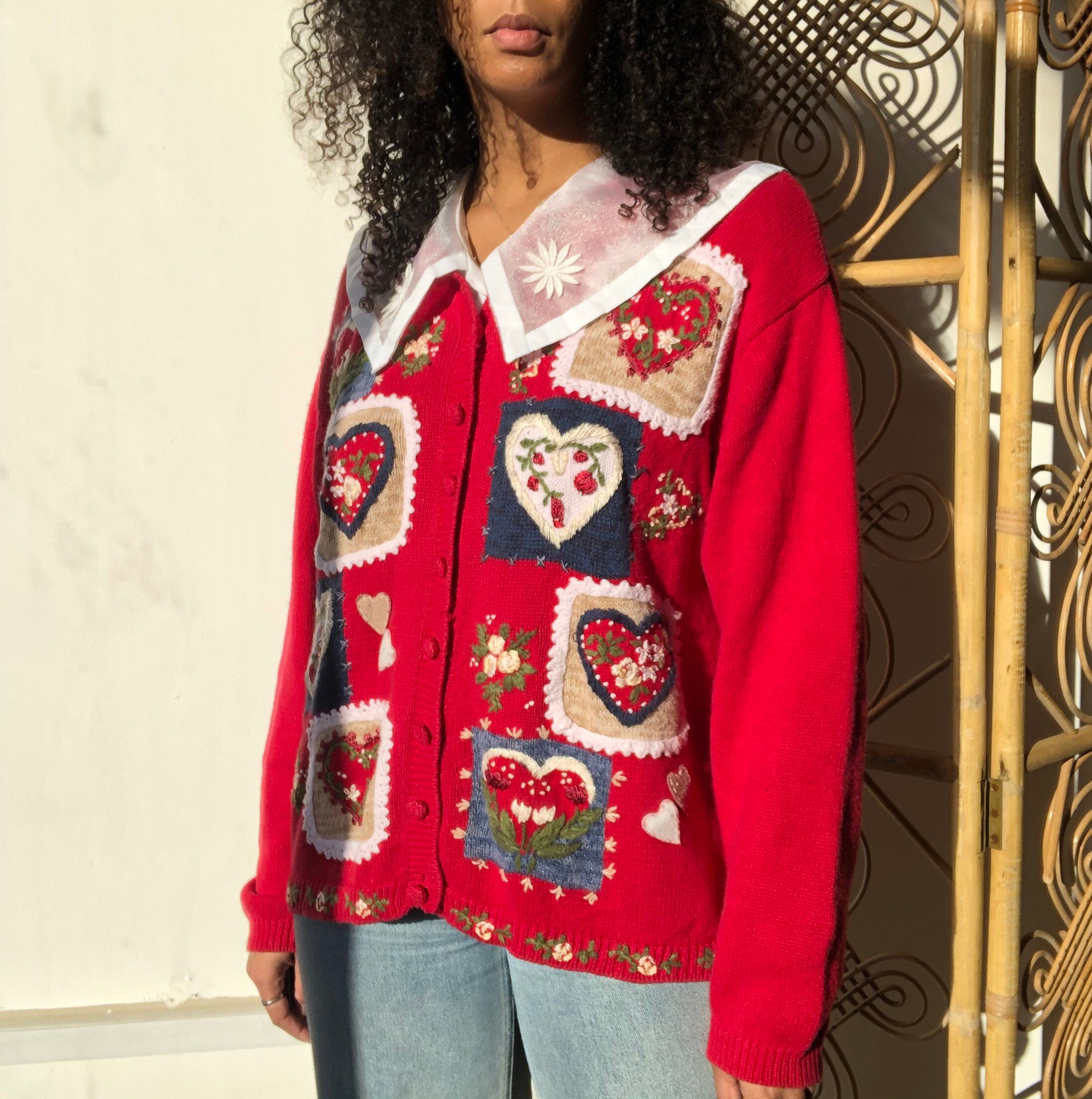 unique vintage heart cardigan