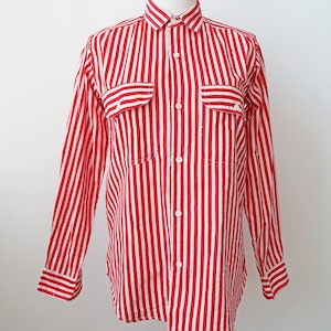 Vintage katoenen shirt met rode streep jaren 90 - Unisex VK 12