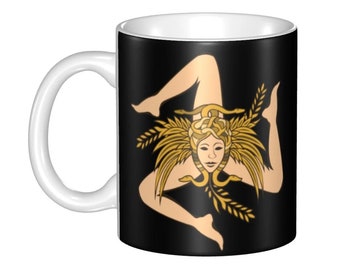 Stylish Sicilian Art Coffe / Tea Mug with Trinacria logo - Proud Gift Idea