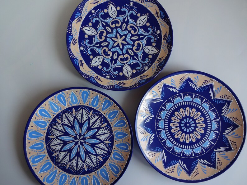 Set of Decorative plates for hanging Large Decorative Hand Etsy