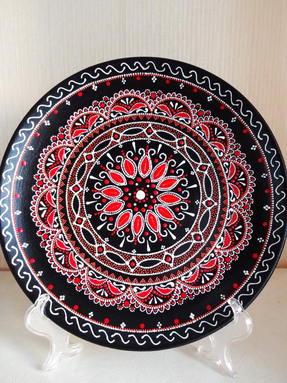 Decorative Plates For Hanging Mandala Plate Majolica Plates Etsy