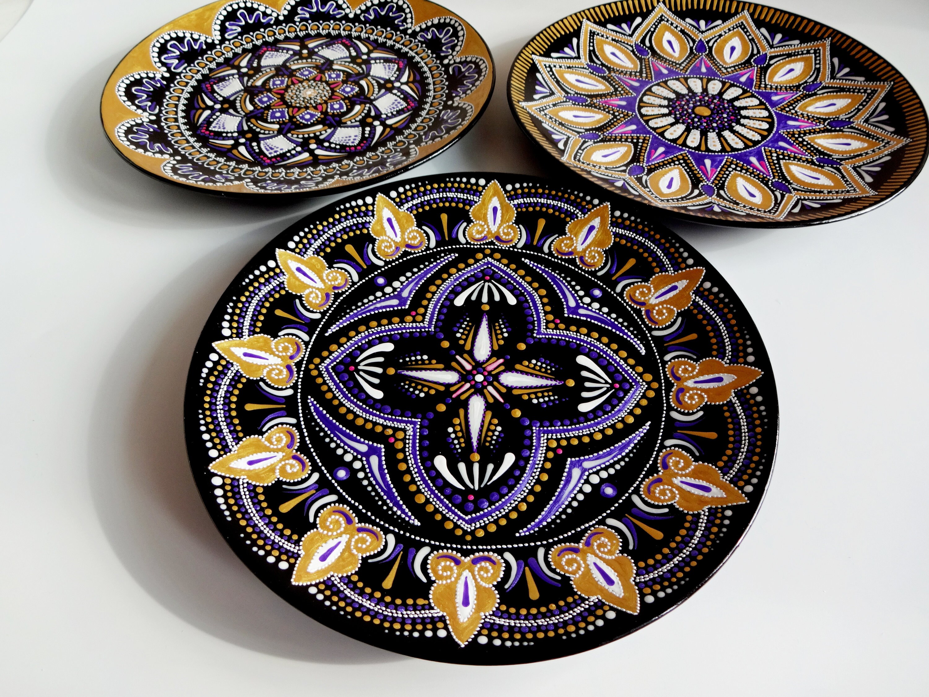 Set of Decorative plates for hanging Large Decorative Hand Etsy