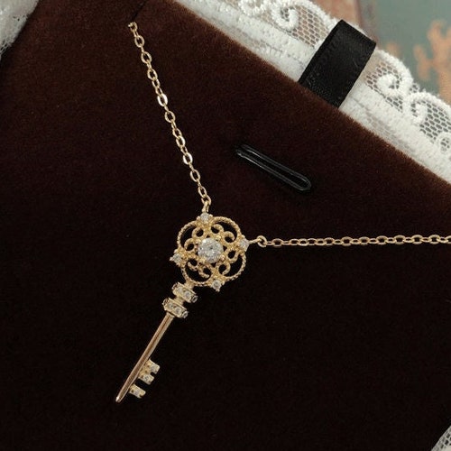 Vintage Necklace for Women Golden Key Pendant W. Sterling - Etsy