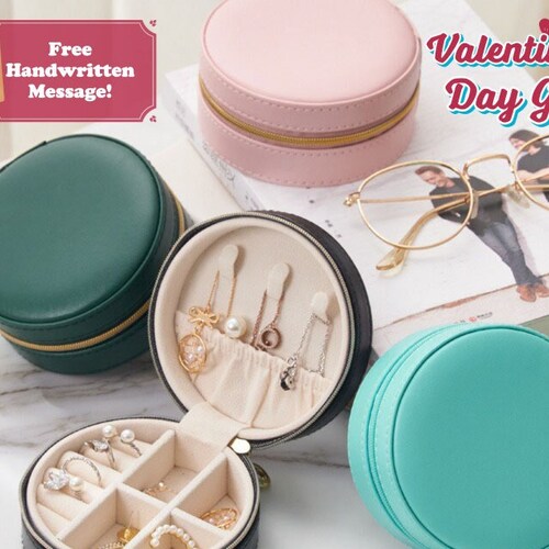 Mini Portable Jewelry Box Pu Leather Jewelry Case Makeup Etsy