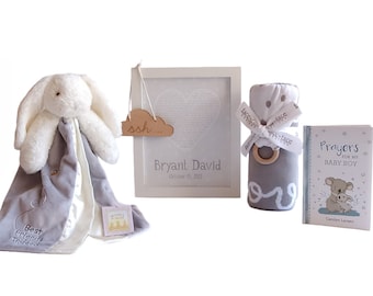 Christian Baby Gift Set | Personalized Print, Lovey, Blanket