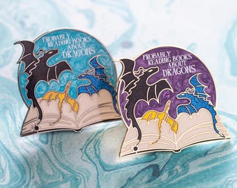Reading About Dragons Pin - Large Pin