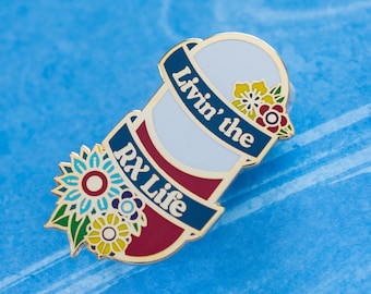 The RX Life Pin - Gold and Red