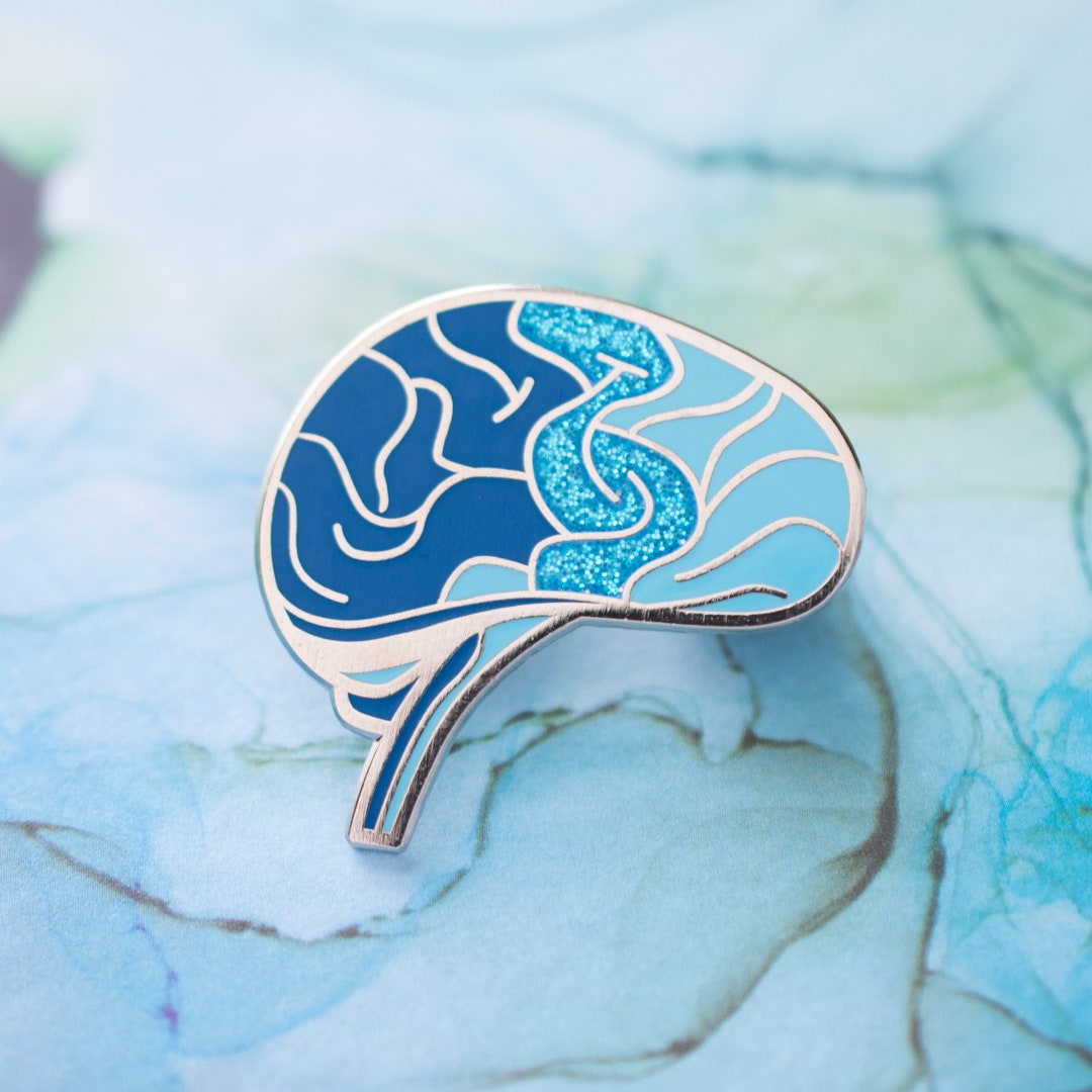 Brain Pin Blue - Right Facing - Etsy