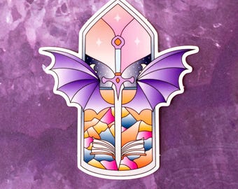 Pegatina de vitral con alas - Vinilo adhesivo - 7 cm