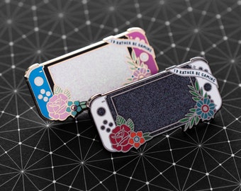 Rather Be Gaming Pin - Black and White - Pink and Blue