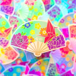 Japanese Fan Sticker - Holographic Vinyl Sticker