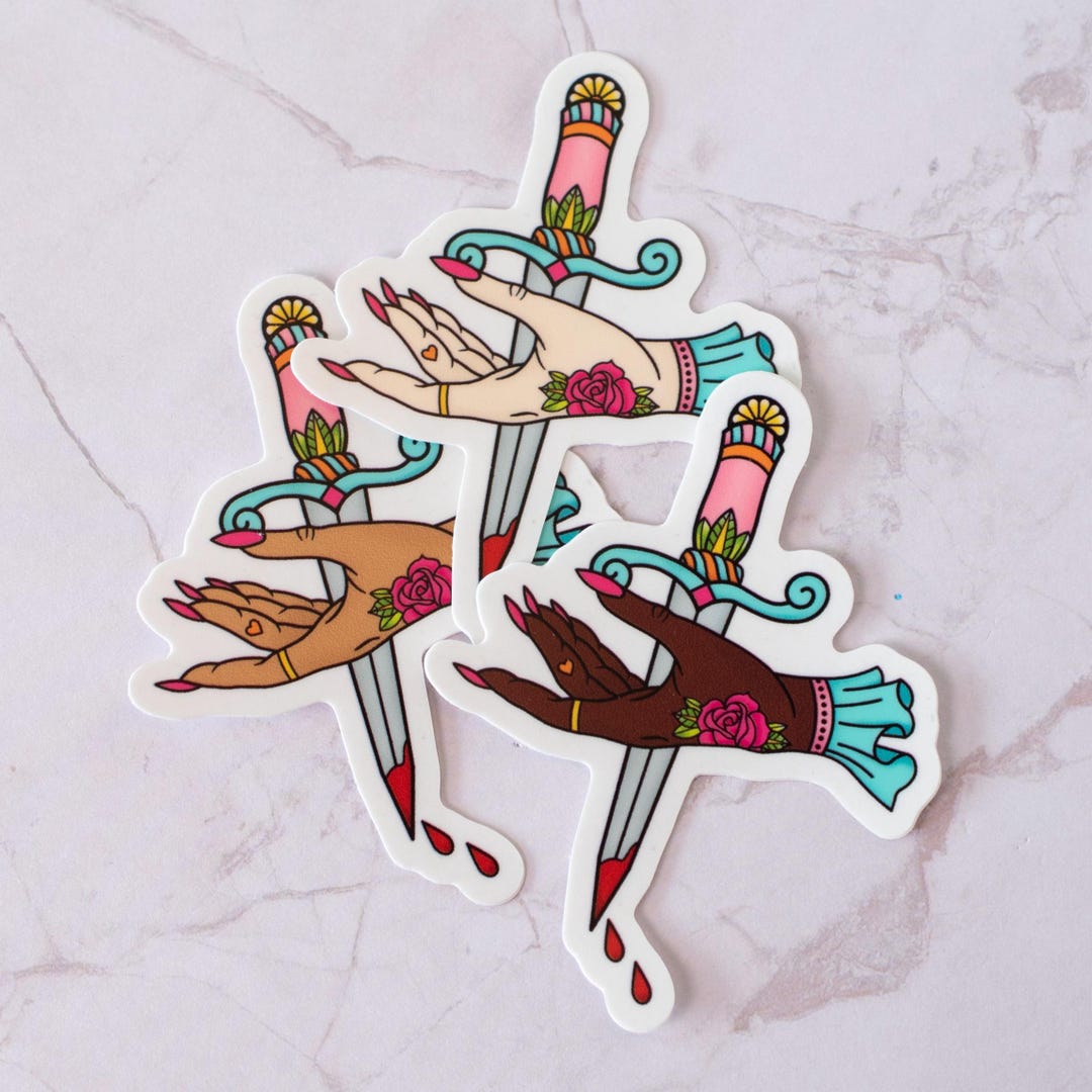 Dagger and Hand Sticker - Vinyl Sticker - 3